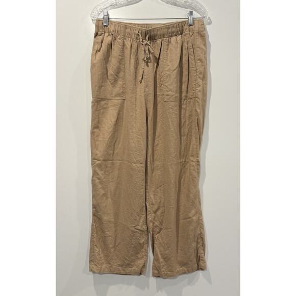 Lucky Brand Beige Linen Blend Pants Pull On Drawstring Womens Size Medium (1783) - Picture 1 of 6